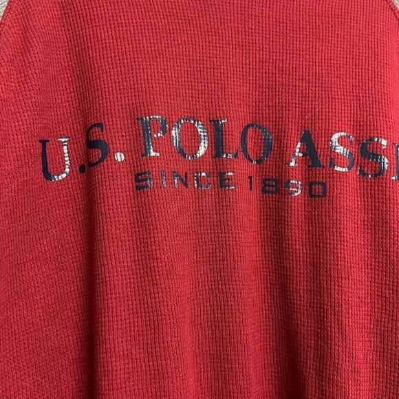 US Polo Assn. T-shirt Long Sleeve Cotton Red Gray Size 3XL - Picture 6 of 6